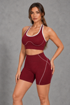 Sculp Halter Sports Bra & Bum Lift Shorts Set – front view