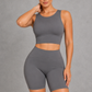 Sculp seamless sports bra in grey – yoga crop top