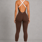 Sculp Seamless Workout Yoga Jumpsuit - Cross Back One Piece Activewear