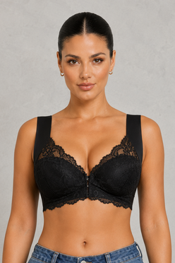 Sculp Front Fastening Lace Racerback Push Up Bra