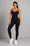 Sculp workout jumpsuit in iconic black, front view