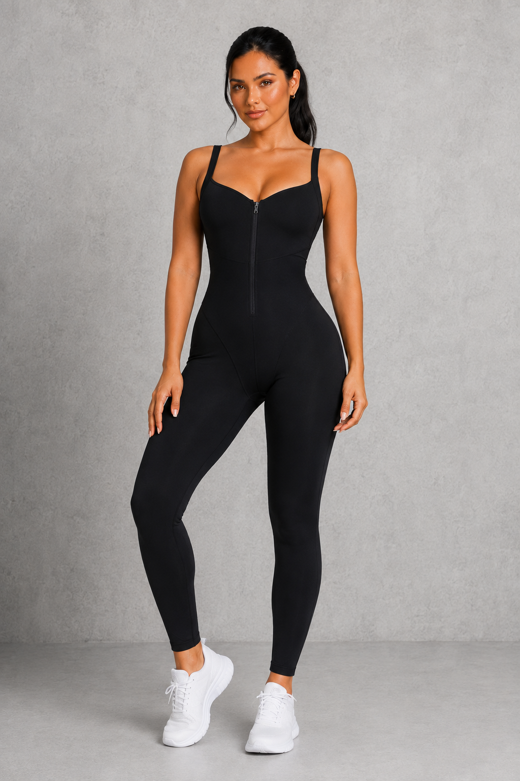 Sculp Workout Jumpsuit - Front Zip Tummy Control Gym Activewear