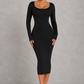 Sculp Shaping Dress for Women - Tummy Control Bodycon with Built-In Bra & V-Neck