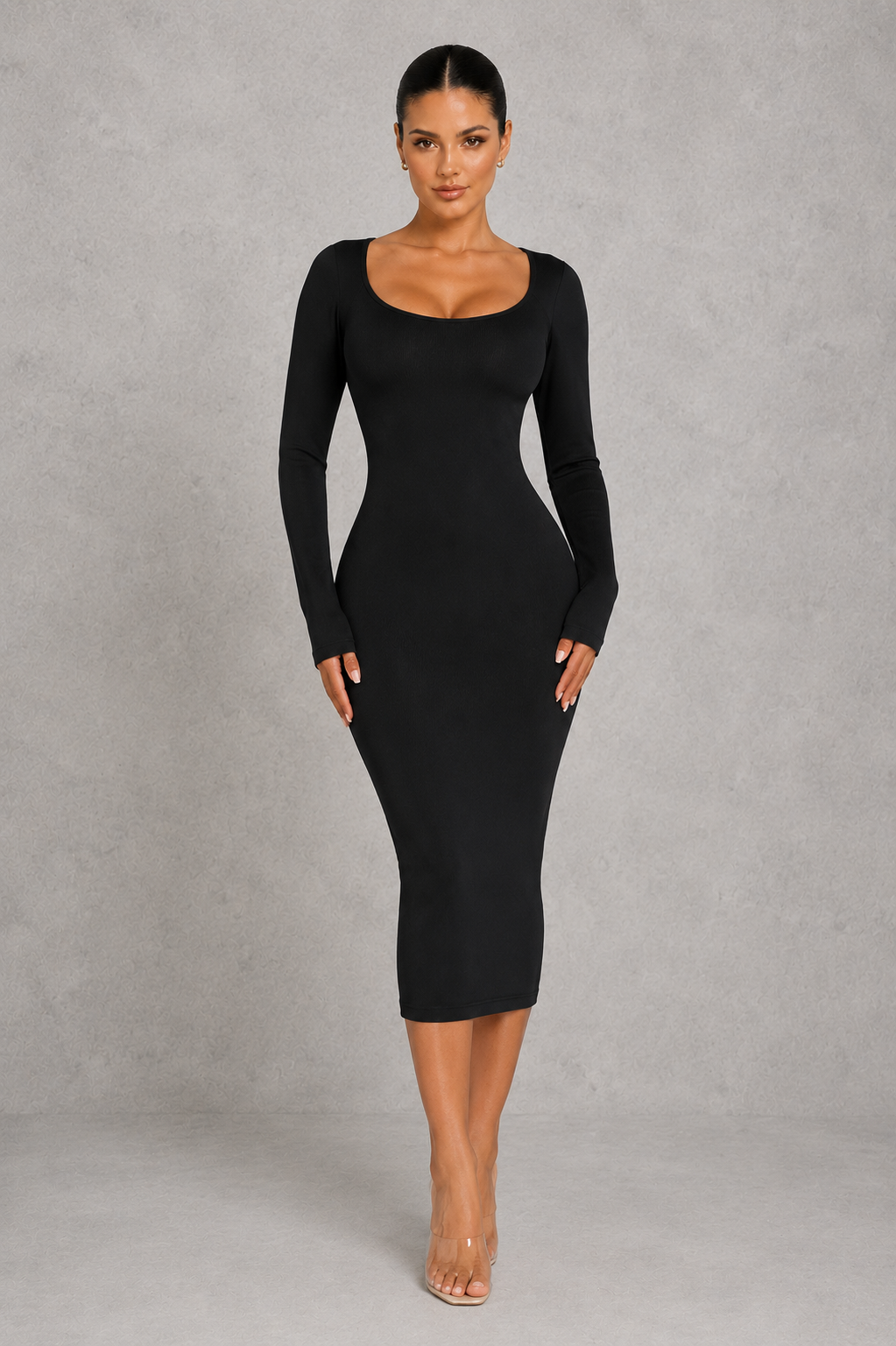 Sculp Shaping Dress for Women - Tummy Control Bodycon with Built-In Bra & V-Neck