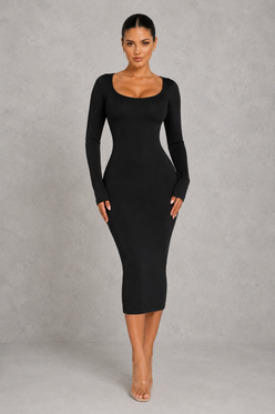 Sculp Shaping Dress for Women - Tummy Control Bodycon with Built-In Bra & V-Neck