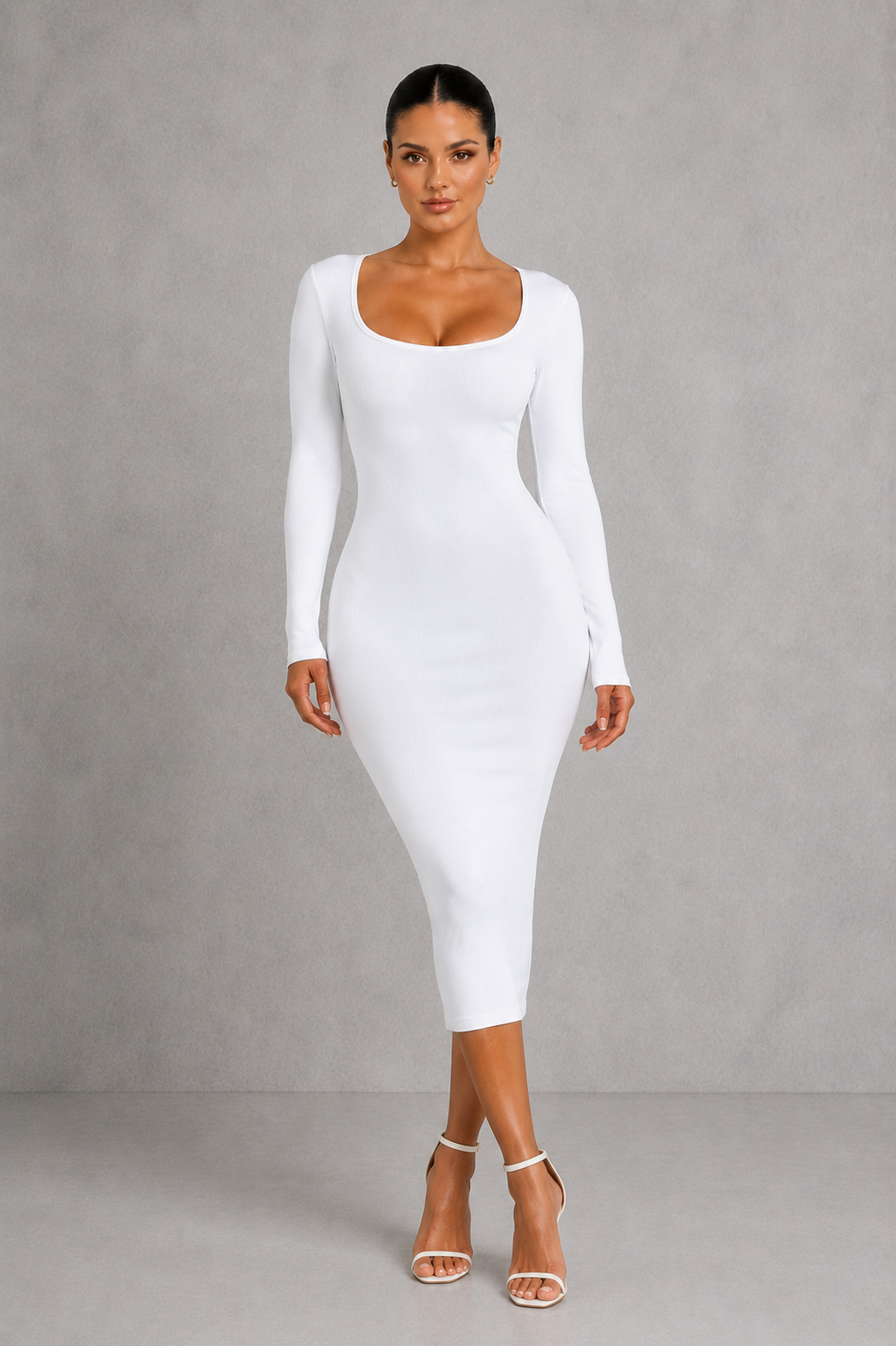 Sculp Shaping Dress for Women - Tummy Control Bodycon with Built-In Bra & V-Neck