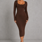 Sculp Shaping Dress for Women - Tummy Control Bodycon with Built-In Bra & V-Neck