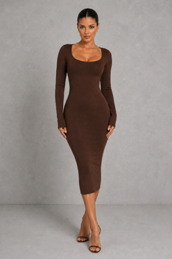 Sculp Shaping Dress for Women - Tummy Control Bodycon with Built-In Bra & V-Neck