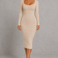 Sculp Shaping Dress for Women - Tummy Control Bodycon with Built-In Bra & V-Neck