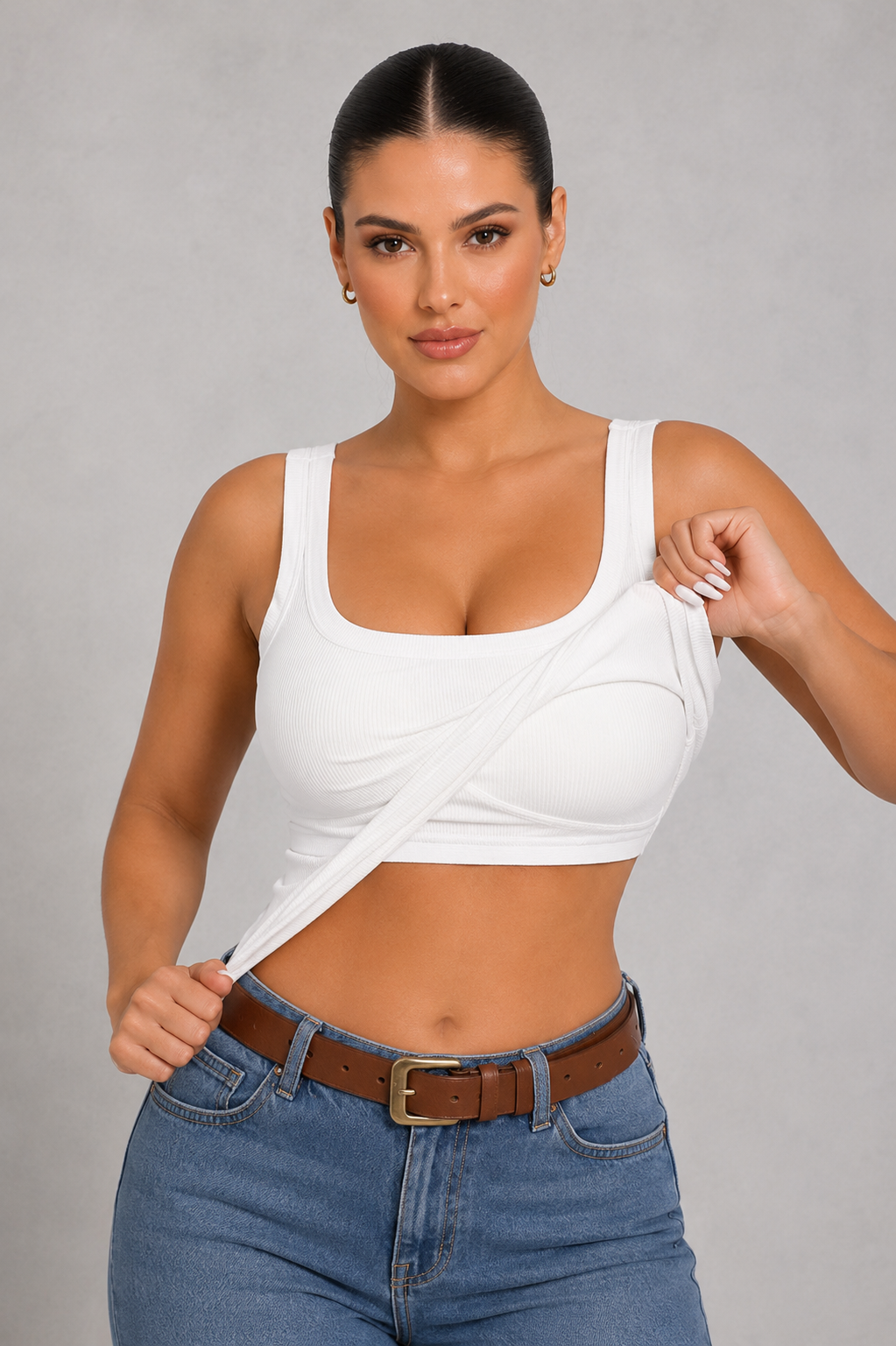 Sculp Ribbed Padded Racerback Tank Suppport Top