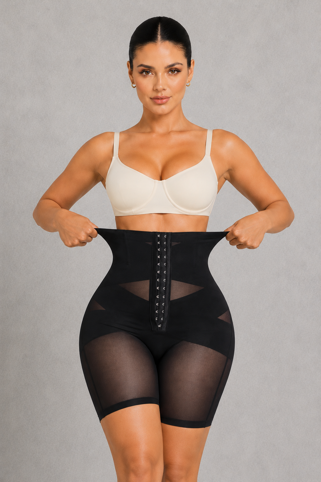 Sculp High Waist Mesh Shaping Shorts - Firm Tummy Control