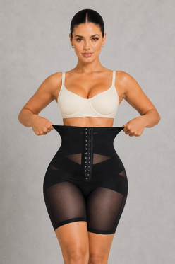 Sculp High Waist Mesh Shaping Shorts - Firm Tummy Control