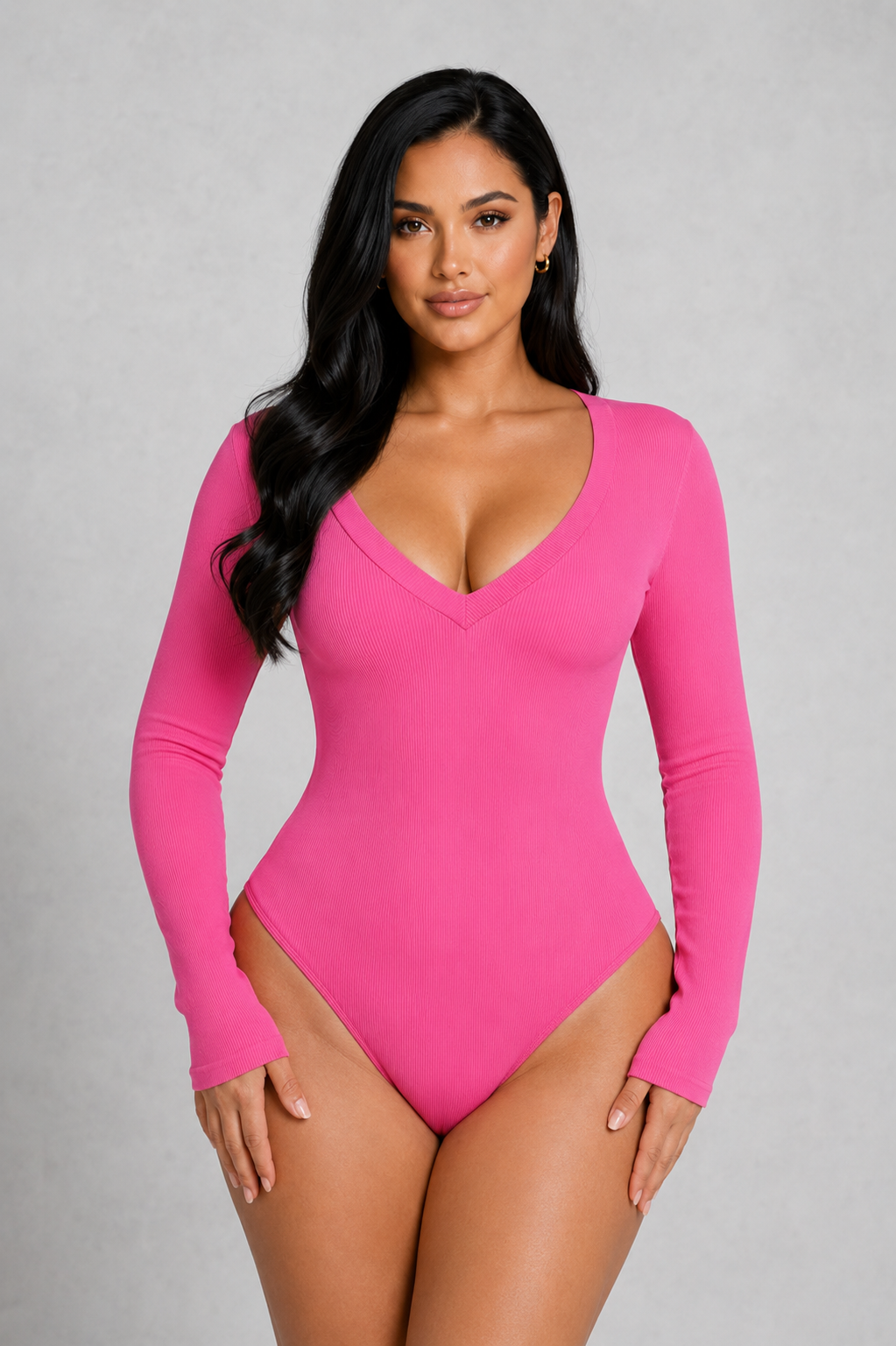 SculpStore V-Neck Long Sleeve Sculpting Bodysuit