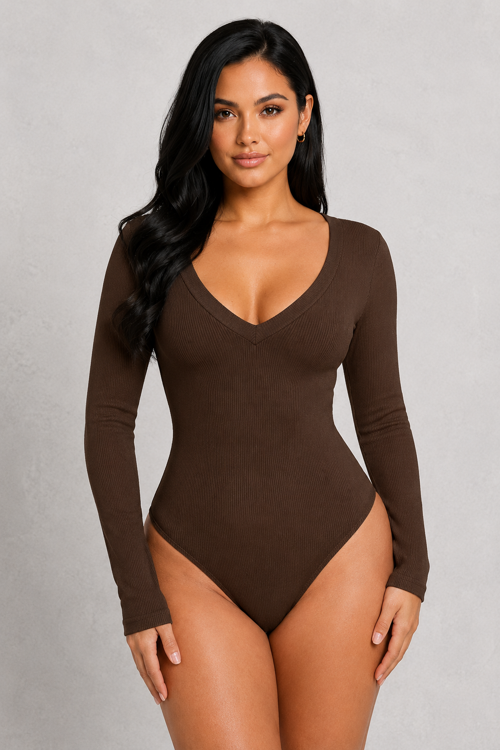 SculpStore V-Neck Long Sleeve Sculpting Bodysuit