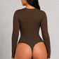 SculpStore V-Neck Long Sleeve Sculpting Bodysuit