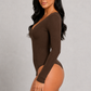 SculpStore V-Neck Long Sleeve Sculpting Bodysuit