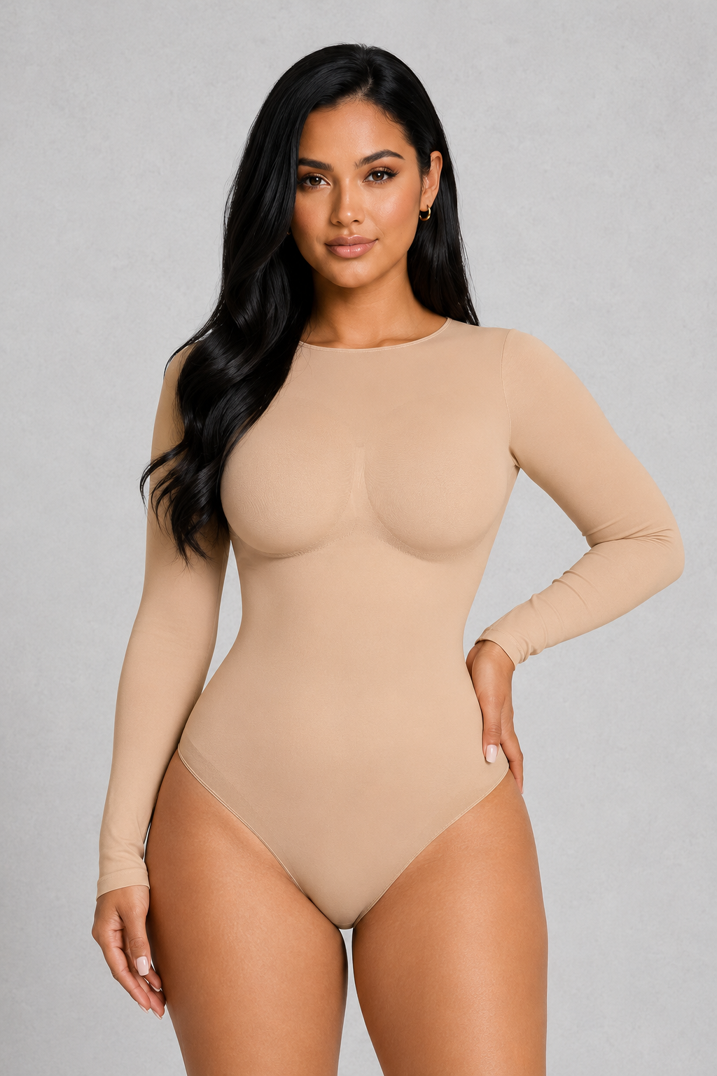 SculpStore Long Sleeve Sculpt Bodysuit | Seamless Tummy Control Thong