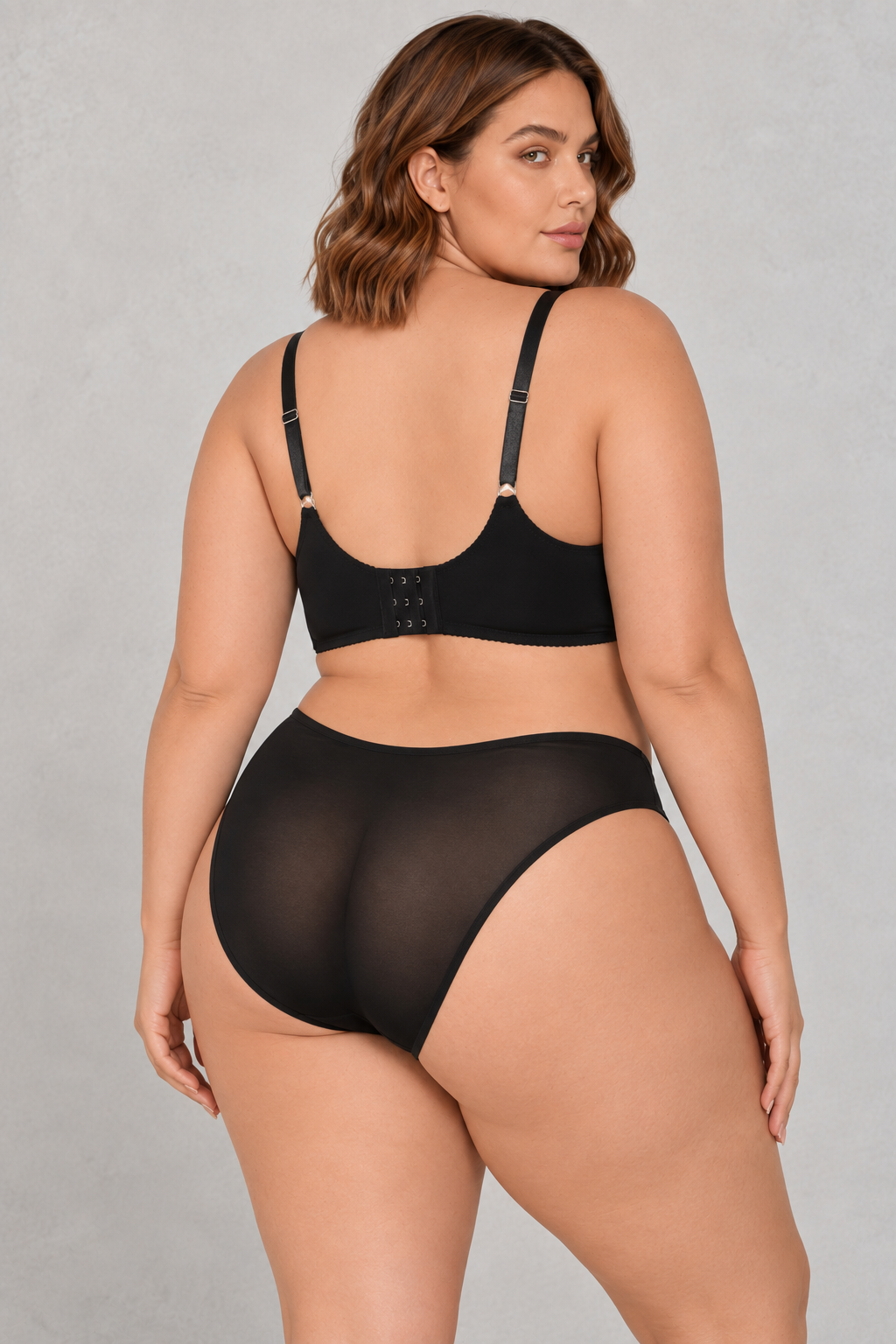 Sculp Sheer Lace Push-Up Bra & Knicker Set in Black – view 2