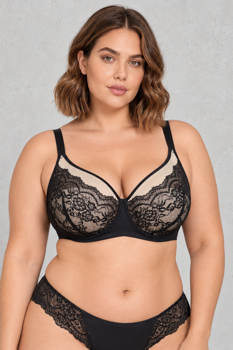 Sculp Plus Size Lace Push Up Minimiser Bra