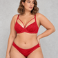 Sculp Strappy Lace Minimiser Bra & Knicker Set in Red