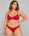 Sculp Strappy Lace Minimiser Bra & Knicker Set in Red