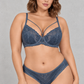 Sculp Strappy Lace Minimiser Bra & Knicker Set in Blue