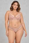 Sculp Strappy Lace Minimiser Bra & Knicker Set in Beige