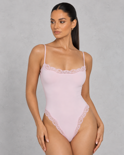 Sculp Lace Trim Spaghetti Strap Bodysuit