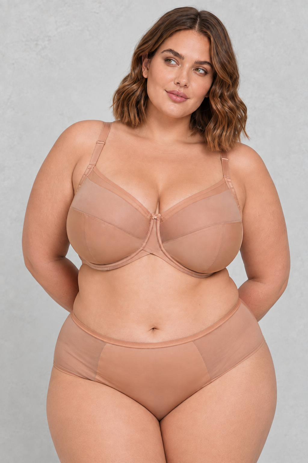 Sculp Full Coverage Mesh Minimiser Bra in Beige