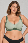 Sculp Wide-Strap Seamless Comfort Bra in Green