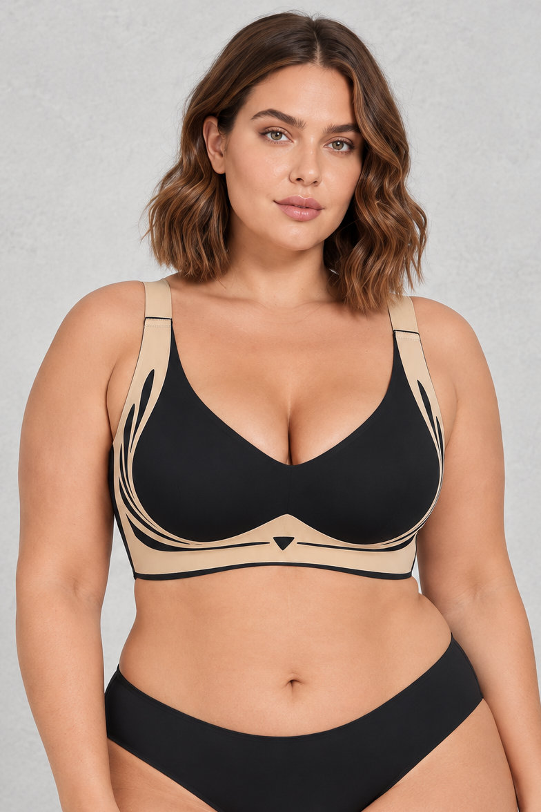Sculp Wide-Strap Seamless Comfort Bra in Black