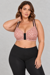 Sculp Leopard Front Closure Wireless Bra in Pink Leopard – front