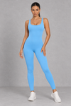 Sculp square neck shaping jumpsuit in skye blue, front view