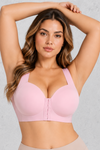 Sculp Seamless Front Closure Wireless Bra in Pink – front