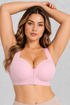 Sculp Seamless Front Closure Wireless Bra in Pink – front