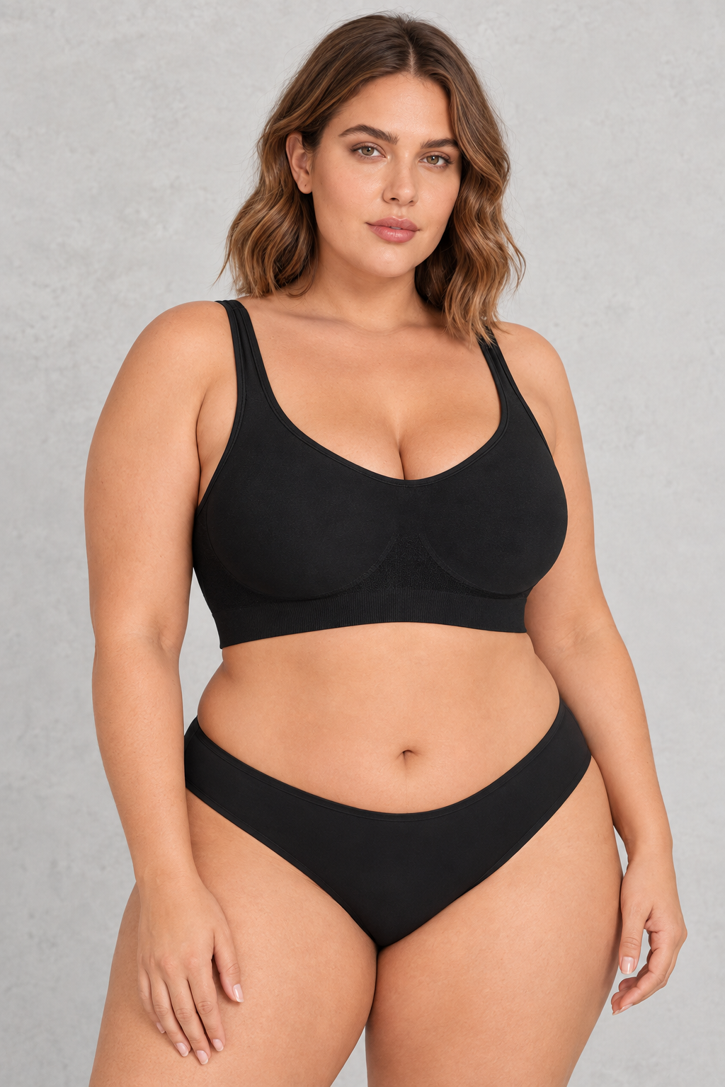 Sculp Seamless Wireless Bralette in Black – front