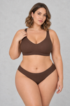 Sculp Seamless Wireless Bralette in Chocolate Brown – front
