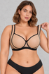 Sculp Sheer Mesh Underwired Bra in Nude with Black Trim – front detail
