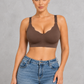 Seamless wireless nursing bra with scalloped V-neck and clip-down straps