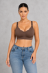Seamless wireless nursing bra with scalloped V-neck and clip-down straps