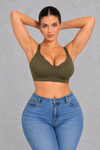 Seamless wireless nursing bra with scalloped V-neck and clip-down straps