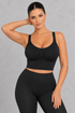 Seamless nursing crop top bra with clip-down straps and ruched front