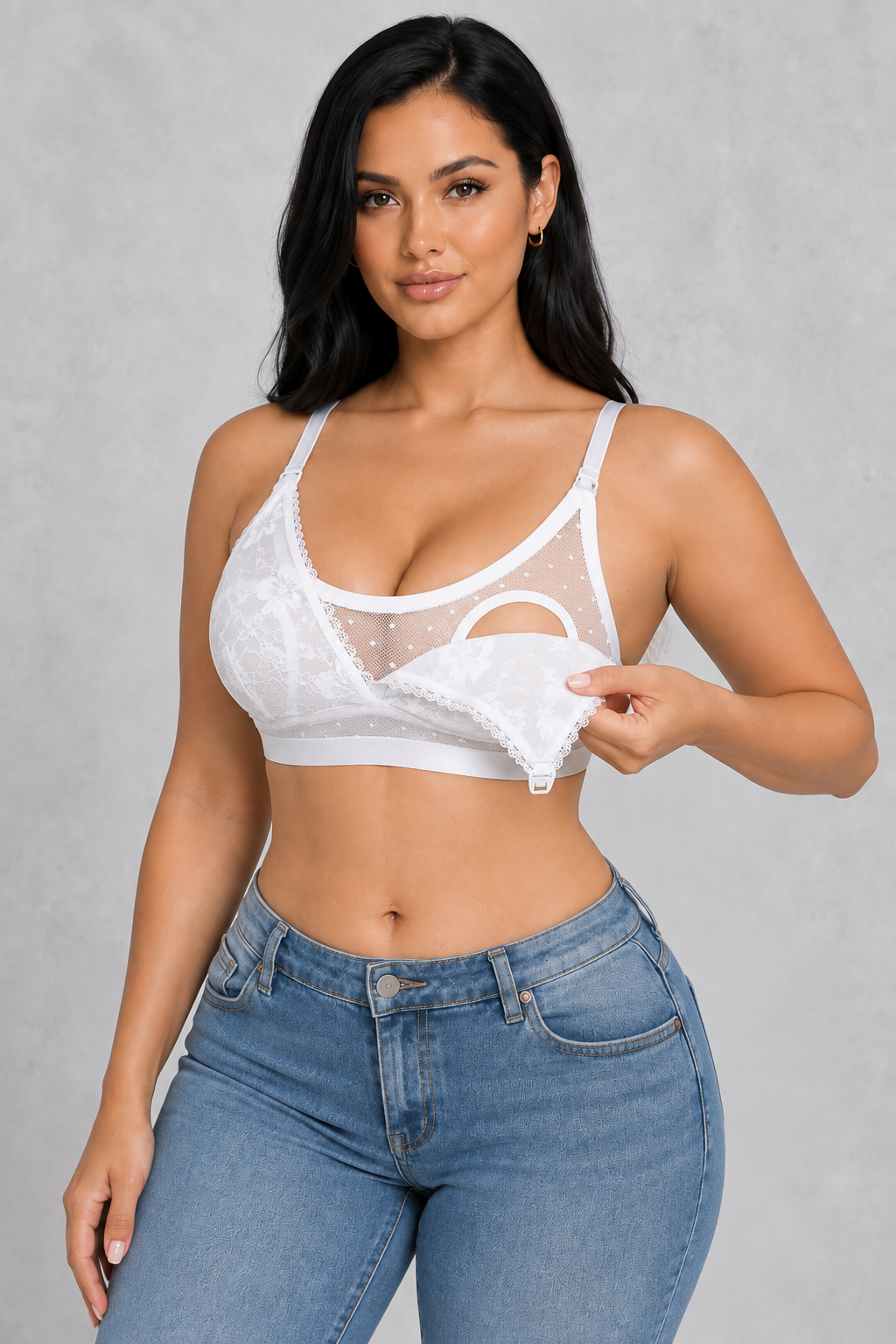 Sculp Lace Mesh Nursing Bra – Front Snap Maternity Bra