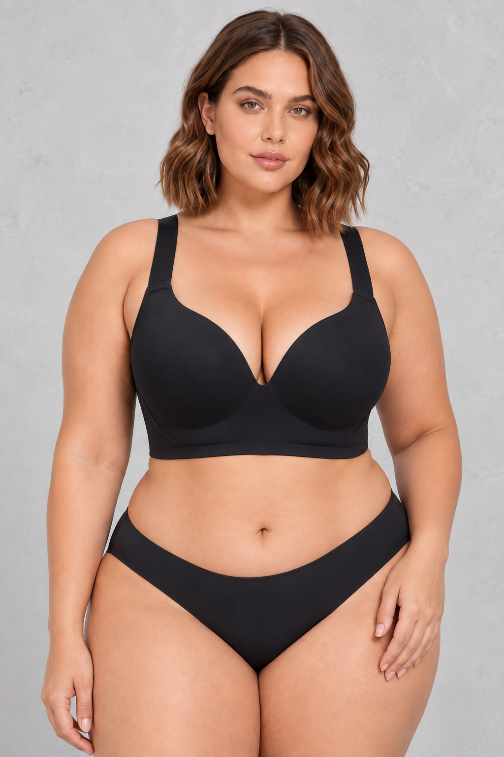 Sculp Wireless Plunge Push-Up Bra in Black – front