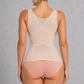 Open bust postpartum faja bodysuit with hook-front closure
