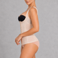 Open bust postpartum faja bodysuit with hook-front closure