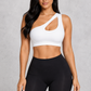Sculp One-Shoulder Push-Up Sports Bra in White – full front view