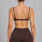 Sculp Low Back Push-Up Sports Bra in Dark Brown – back view, low back with double straps