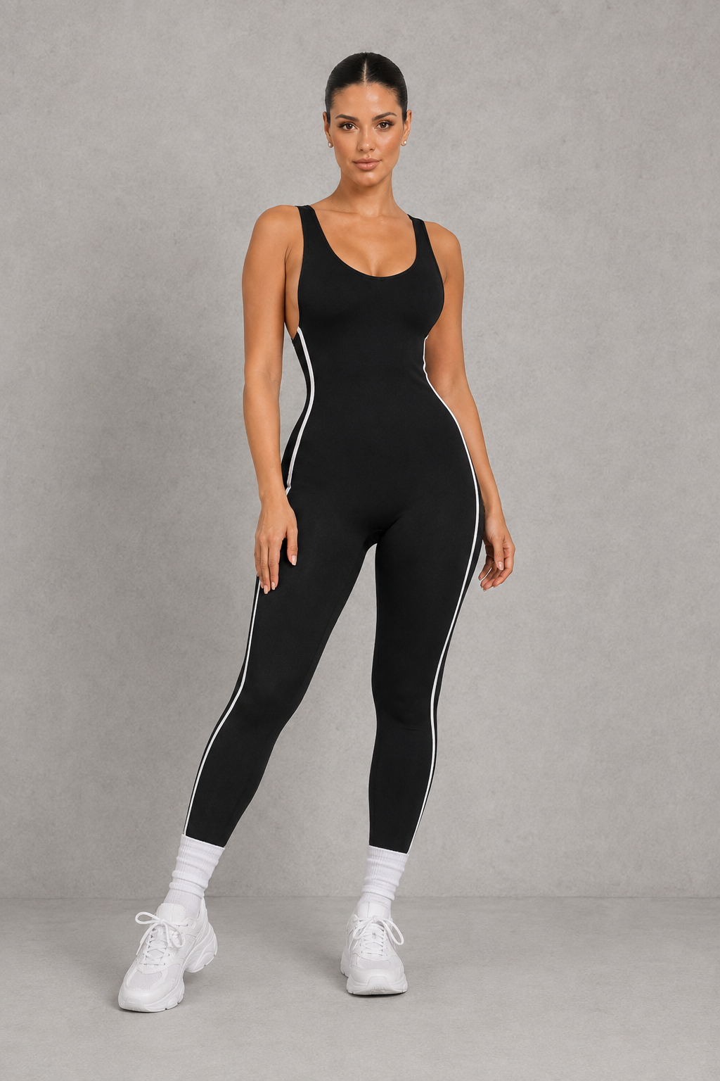 Sculp Cross-Back Ribbed Seamless Yoga Jumpsuit