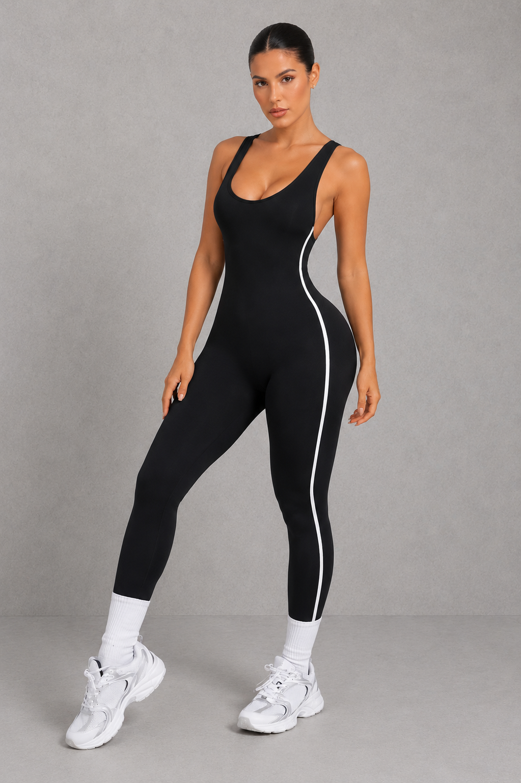 Sculp Cross-Back Ribbed Seamless Yoga Jumpsuit